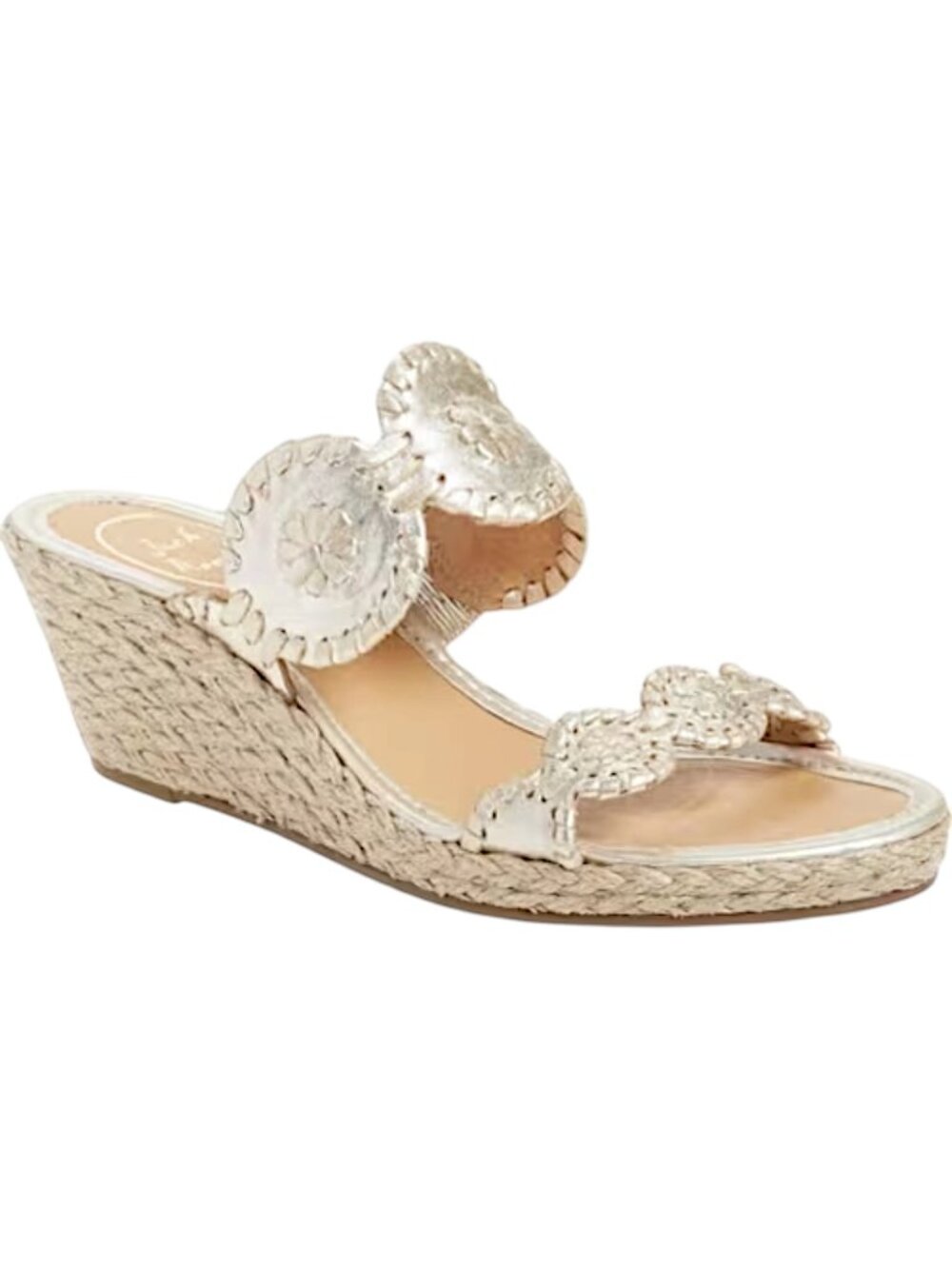 Jack Rogers Shelby Rope Wedge Sandals - Platinum/Gold - 10M